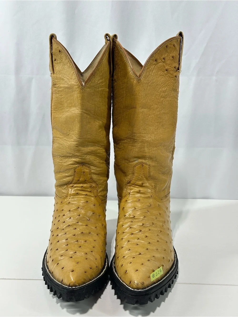 #229 Vintage Quality Cowboy Boots Full Quill ostrich Leather Unmarked